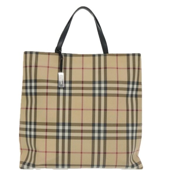 BURBERRY Nova Check Tote Bag PVC Beige Auth - Picture 2 of 15